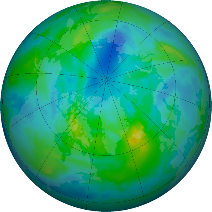 Arctic ozone map for 14 October 1986
